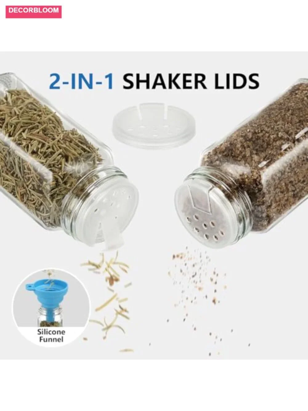 24pcs Glass Spice Jars with Bamboo Lids, 4oz Square Containers with Labels &